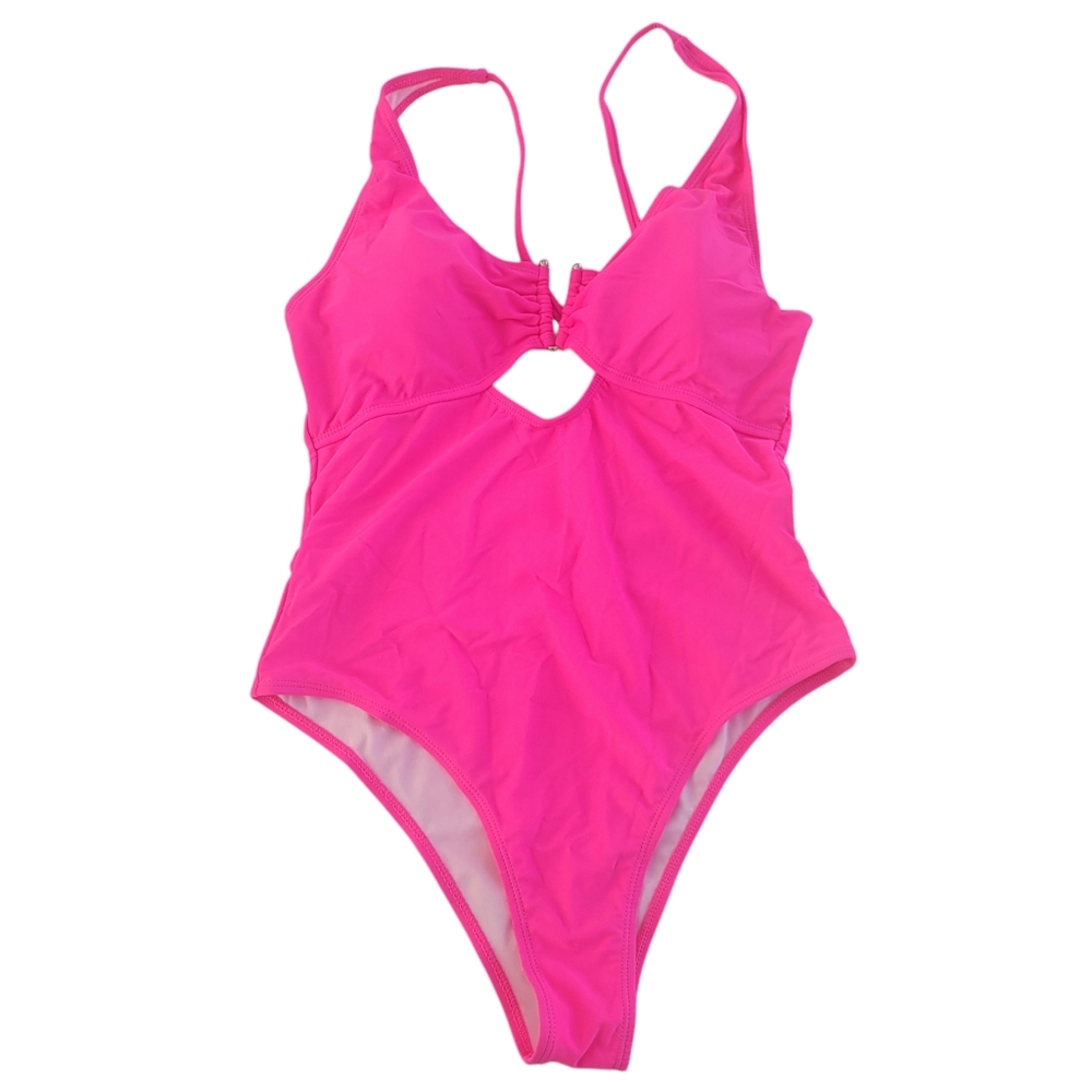 Kaei & Shi Hot Pink Large One-Piece Bathing Suit Swimsuit Bra Adjustable Straps